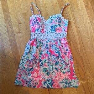 Lilly Pulitzer Rika Fit & Flare Mini Dress Beach Tiki Pink Gypsea